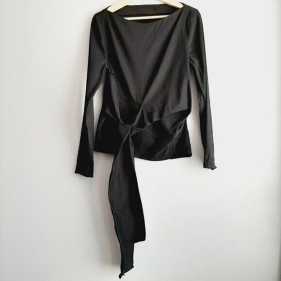 ZARA Boat Neck Tie Waist Modern Neutral Blouse Sz M - Picture 9 of 15